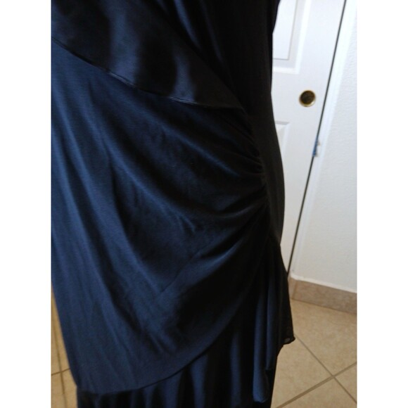 Co-Me Como Black Ruffle Midi Dress Halter Asymmetrical Y2K Style Women’s Large - Picture 10 of 16